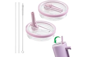 YUENGJGI 2 coperchi di ricambio per tazza Stanley Cup da 40 oz, coperchio riutilizzabile a prova di perdite, coperchio di ricambio con cannuccia (viola)