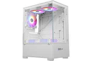 ZEBRONICS Iceberg Premium Gaming Chassis with Support for mATX | Mini ITX, Wraparound Tempered Glass, 120mm Multicolor LED Ring Fans, Top Magnetic Dust Filter, 5 Fans Included (White)