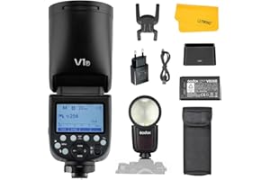 Godox V1 V1-F V1F Flash pour Appareil Photo Fuji, 2.4G TTL FUJIFILM Flash à Tête Ronde HSS 1/8000s, Lampe Pilote LED à 10 Niveaux, 480 Flashes à Pleine Puissance, Temps de Recharge de 1,5s