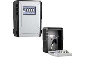 RAYITO Key Safe Wall Mounted, Large 100 x 65 x 130mm Key Lock Box Outdoor Aluminum Alloy Key Cabinet Waterproof 4 Digit Key Combination Key Safe Outdoor for Garage House Key Storage