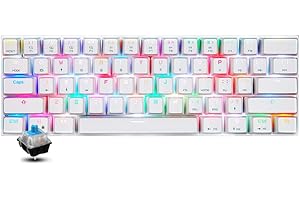 DOCOOLER Motospeed CK62 Tastiera Meccanica 61 Tasti RGB Keyboard Meccanica, Cavo USB/Blutooth Dual Mode Gaming Tastiera, Blue Switch OUTEMU, Bianco