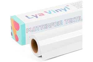 Lya Vinyl 30.5cm x 3,05m Vinyle Thermocollant, Rouleau de Vinyle Thermocollant Blanc pour Cricut, Silhouette Cameo, Flex Thermocollant Blanc pour DIY Tissu, Vêtements, Sacs