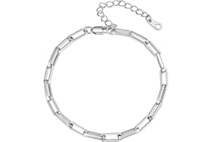 FOCALOOK - Cavigliera placcata in platino, per donne e ragazze, 20,5 cm, regolabile, con fermacarte