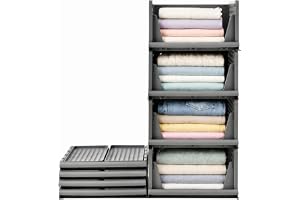 RMAN set of 4 Drawer Organizer, Cabinet Organizer, Stackable Plastic Shelf, Storage Box, Stackable Drawers for Clothes, Kitch