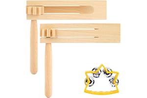 above zero Strumenti Musicali Bambini, 2 pezzi cricchetti in legno, Cricchetto in Legno Raganella con 1 campana a mano,Giocattoli In Legno Bambini Adatto per Eventi Sportivi, Feste e Giochi