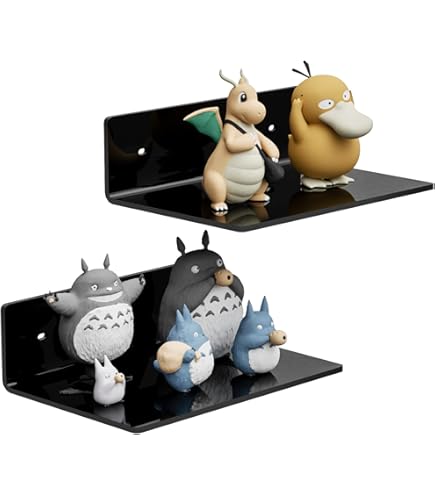 7 Stuks Riser Display Planken Voor Funko POP Figuren | Zwevende Wandplanken Zwart/Wit | Fluorescerende Hexagonale Showcase Voor Collectibles