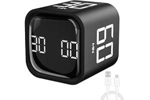 MILGEOL Milgeo Schwerkraft-Sensor-Timer, Timer mit Pomodoro-Technologie, Zeitmanagement-Tool, Würfel für ADHS, Arbeit, Büro, Studium, Aufgaben, Kinder, Kochen, Sport (schwarz)