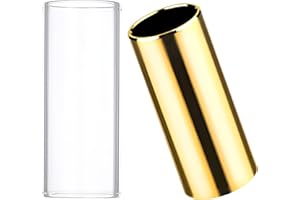 Xinpinzhou 2 Pieces Guitar Slide Ring, Medium Brass and Glass Finger Guitar Slides Tube for Electric Acoustic