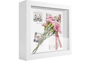 TOUYINGER 3D Bilderrahmen zum Befüllen, 20 x 20cm Bilderrahmen Tief Rahmen Objektrahmen Geldgeschenk Objektrahmen Personalisierte Holzrahmen für Hochzeit, Geburtstag, Taufen, Reisen