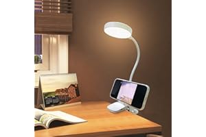 ZEYACHAN INTOBAS Lampada da Tavolo a LED,Lampada da Tavolo Dimmerabile,Lampada da Comodino Senza Fili,3 Modalità di Colori,Lampada da Lettura a Clip a 360°,Ricaricabile via USB,Collo d'oca Flessibile