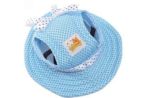 Leconpet Princess Pet Hat Dog Caps Hats with Neck Strap Adjustable Comfortable Ear Holes for Small Medium Dogs in Outdoor Sun Protection (Small, Blue)