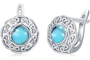 JFASHOP Orecchini a cerchio turchesi per donna Argento 925 Orecchini celtici turchesi Orecchini con nodo celtico Orecchini ipoallergenici Gioielli turchesi Regali per donne Ragazze Bambini