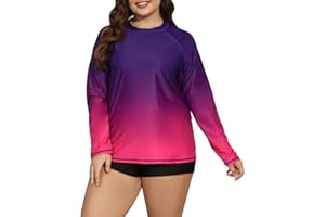 Halcurt UV Shirt Women's Plus Size Rash Guard Long Sleeve UPF 50+ Sun Protection Swimming Shirt UV Swimming Shirt Quick Drying Swimwear 1X-4X