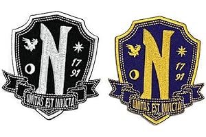 COSTUMETEERS Nevermore Academy Parches de miércoles para disfraz de Halloween, color dorado y blanco (solo blanco)