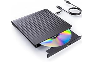 DANGZW Lecteur CD DVD Externe pour PC, USB 3.0 et Type-C Portable Lecteur CD DVD +/-RW ROM, Lecteur et Graveur CD DVD Internes pour PC, Compatible avec Windows 11/10/8/7/XP/Vista Linux MacOS
