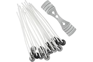 ALAMANIA Candle Wicks for Making Candles 20 Pcs 10cm Long Pre-Waxed with Metal Tabs Includes Stainless 3 Hole Wick Holder, Long Burn Time Perfect for Home and DIY Candles