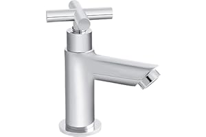 Grünblatt Bad Kaltwasser Standventil Armatur Wasserhahn Badarmaturen armaturen mit Anschlussschlauch (Kreuzgriff)