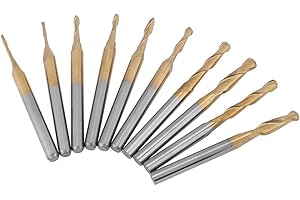 ZUNATE Fräser Ball Nose End Mill,Titanüberzug Kugelkopfschneider mit 3,175 mm Schaft, CNC Kugelfräser Drehmaschine Ball Nose Milliling Cutter Bits,1 * 4/1.5 * 6/2 * 8/2.5 * 12/3.175 * 12mm 2,10 Stücke