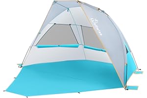 WolfWise Tenda da Spiaggia Portatile per 6-7 Persone UPF 50+ Tenda Parasole a con Pavimento Estensibile, Blu