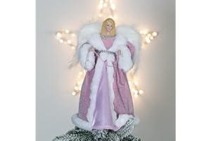 The Christmas Workshop 71109 Engel Baumspitze / 30,5 cm hoch/rosa und weißes Kleid/Indoor Weihnachtsdekoration