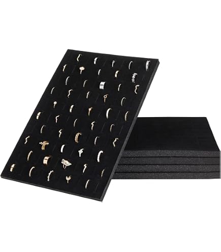 Espositore Per Anelli In Legno E Velluto – 5 Coni, 20.5x4.9x6.4 Cm, Beige, Per Vetrine E Tocco