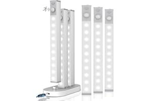 GOODEA Lampe de Placard LED Rechargeable 18cm Sans Fil Avec Station de Chargement, 6 Pcs Réglette LED Lumiere Armoire Détecteur de Mouvement Pour Armoire à Linge, étagère à Livres, Escalier, Couloir