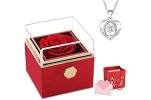 ANBET Eternal Rose with Necklace for Her Forever Rose in a Box Personalised Birthday Gifts for Wife Women Mother in Law Auntie Grandma Sister Valentines Mothers Day