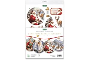 Katy Sue Christmas Bauble Selection Die Cut Decoupage Pack. 12 Pre-Cut Die-Cut Decoupage Paper Sheets for Christmas Card Making Supplies, Card Toppers, & Papercraft Baubles from Katy Sue Designs