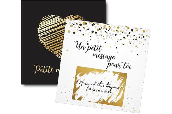 BAMMI 52 Cartes à Gratter Personnalisables Noir & Doré + 52 Stickers - Cadeau Original Saint-Valentin, Anniversaire, Fête des Mères - Couple, Famille, Amis - Fabriqué en France