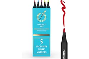 Pinturale Arts 5 Pennarelli Per Tessuti Resistenti Ai Lavaggi | Set Pennarello Indelebile Per Tessuti | Per Stoffa, Tessuto, Vestiti, Maggliete, Scarpe