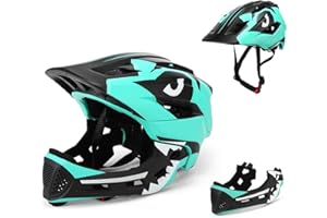 ‎LIXADA Lixada Kinderhelm Integriert Fahrradhelm Kinder Jugend Fullface Helm mit Abnehmbarem Kinnschutz BMX MTB Downhill Helm zum Radfahren Skateboarden Rollschuhlaufen