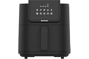 Taurus - Freidora De Aire Compacta Sin Aceite XL Aero Crisp | 8L Capacidad | 1.700W | 5 Menús | Temporizador Digital 60 min | Temperatura Ajustable Hasta 200ºC | Air Fryer pantalla Táctil | Libre BPA