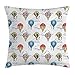 Produktbild Colorful Throw Pillow Cushion Cover, Hand Drawn Sketches Clouds and Hot Air Balloons Kids Playroom Nursery, Decorative Square Accent Pillow Case, 18 X 18 Inches, Multicolor
