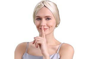 DAISYSILK 22 Momme 100 Pure Mulberry Silk Hair Bonnet for Sleeping Double Layered Silk Hair Wrap for Women with Elastic Stay On Head