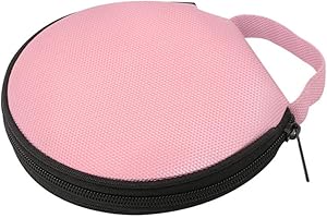 PORFEET Sac De Rangement pour CD, Couleur Unie Ronde en Tissu Oxford, Voiture, 20 Disques, Sac De Rangement pour CD, Pochette à Glissière Rose Taille Unique