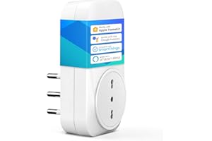 Meross Presa Smart Italiana, Presa Intelligente WiFi (Type L), Spina WiFi, Compatibile con Apple HomeKit Siri, Alexa, Google Assistant e SmartThings, 16A, 3840W, 2,4GHz, Nessun Hub Richiesto