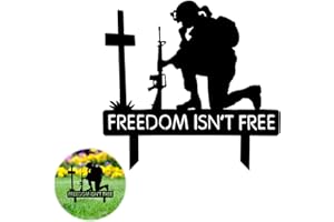 FKGOODAM Remembrance Day Soldiers Metal Garden Ornaments Outdoor, Lest We Forget Metal Soldier Silhouette Statue with Sad Sentence, Memorial for Veterans Day Yards Gardens Lawn Decoration (Style 2)