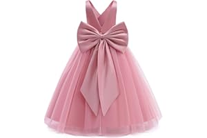 NNJXD Abito da Cerimonia Nuziale per Ragazze di Fiori Abito da Spettacolo Senza Schienale Abito Lungo Formale