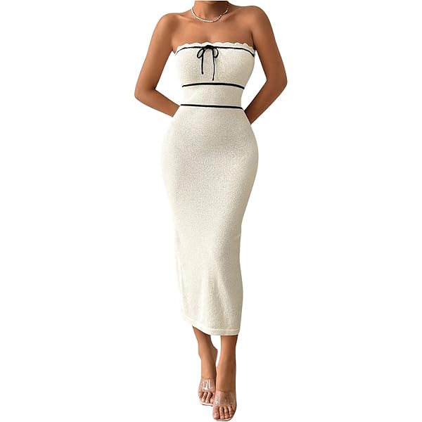 SweatyRocks Maxikleid Damen Elegant - Bodycon Partykleid Mit Mesh
