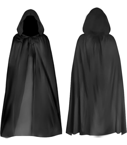Costume Strega Con Mantello E Cappuccio Nero | Per Halloween E Feste In Maschera - Foto 5