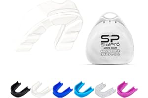 SialPro Mouth Guards for Boxing Men Adult Youth Junior Mouldable Mouthpiece Slim Fit Boil and Bite Gum Shield with Case MMA Hockey Rughby Basketball Judo Karate Martial Arts (White, Adult)