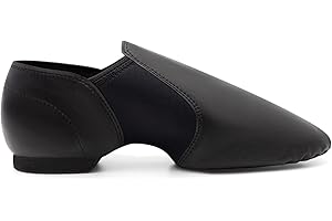 Asyusyu Chaussures de jazz Neo-Flex à enfiler en cuir PU souple - Chaussures de jazz modernes à semelle fendue pour enfants