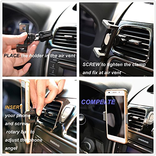 TecHERE AF3 - Supporto Auto Smartphone Porta Telefono Cellulare Universale Bocchette Aerazione per iPhone X/8/8 Plus/7/6s/SE/5s, Samsung Galaxy S8/S7/S6, Huawei, LG, GPS e altri - Regolabile 360Â°