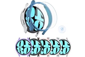 TUCANA [6+6 Pack Screen Protector + Bumper Cover Compatible with Samsung Galaxy Watch 6, Hatter-Resistant PC Cases and Anti-Fog Tempered Glasses (44MM)