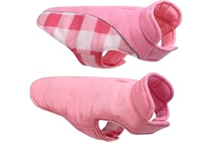 CITÉTOILE Cappotto per Cani Antivento, Giubbotto Invernale Cane Reversibile di Taglia Piccola/Media/Grande, Giacca Gilet Invernale Cane con Foro per Imbracatura, Riflettente, Rosa, XL