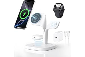 HJCE Bezprzewodowa ładowarka, 20W stacja ładująca 3 w 1 do Apple składana, indukcyjna bezprzewodowa ładowarka do iPhone 17 16 15 14 13 12, Apple Watch 11/10/9/8/7/6/5/4/3/2/SE/Ultra, AirPods Pro/4/3/2