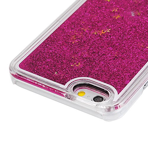 Badalink Iphone6/6S Slimcase Hülle PC Treibsand Flüssige Liquid Bling Hülle Case Glitzer Glitter Shiny Glanz Sparkle Sterne Star Weich Flexibel Einteilige Handyhülle Soft Leicht Stoßstangen Case Rosarot - 5