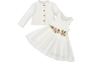 Vicloon Baby flicka klänning och kofta set, 2 delar blommig tryck ärmlös klänning och långärmad kappa för små flickor för föd