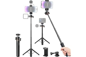 Vkesen Mini Tripod for Smartphone und Camera, Small Phone Tripod Stand with Selfie Stick for Cellphone/iPhone/Samsung, Travel Vlog Tripod for Selfies/Live/Vlog/Travel/Video Recording