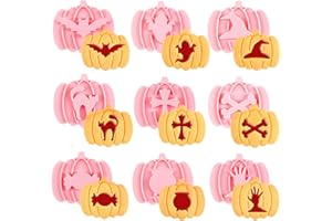 PTAIZJJZ Lot de 9 emporte-pièces d'Halloween en plastique en forme de citrouille 3D pour décoration de fête d'Halloween
